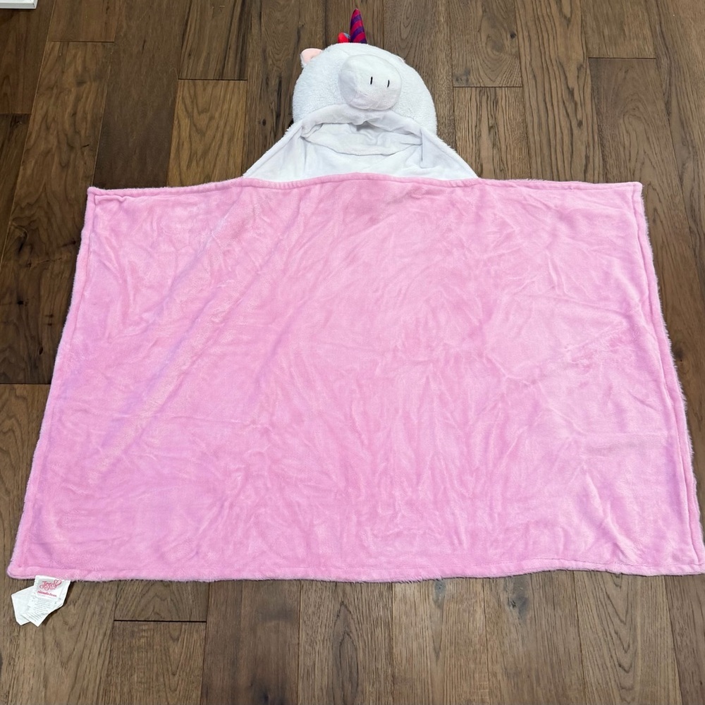 JoJo Siwa Unicorn Hooded Blanket – Pink Plush Wearable Throw – EUC